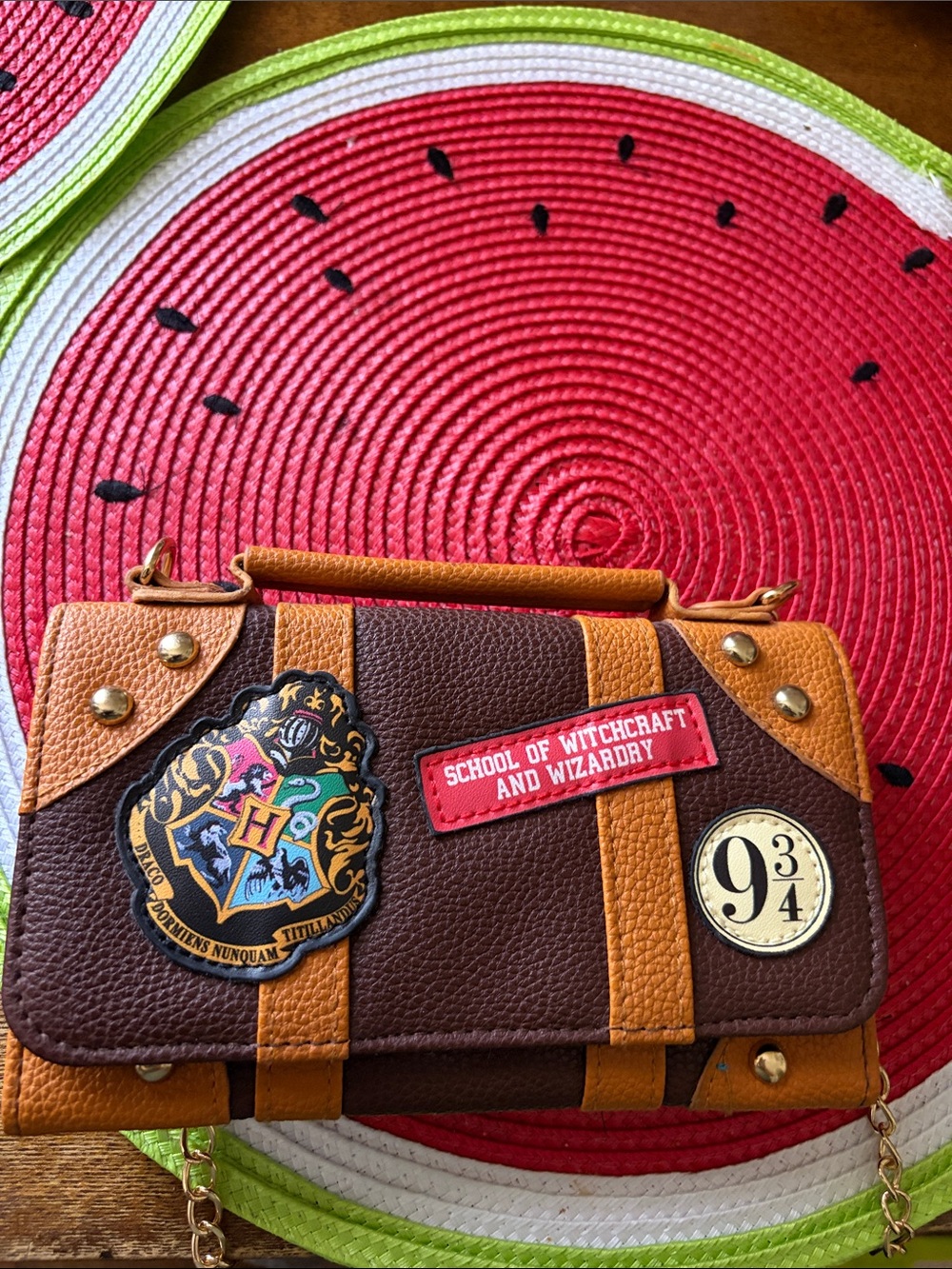Harry Potter Brown & Tan Crossbody Bag with Hogwarts Crest